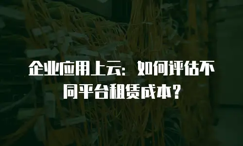 企业应用上云：如何评估不同平台租赁成本？