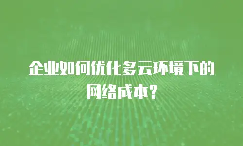 企业如何优化多云环境下的网络成本？