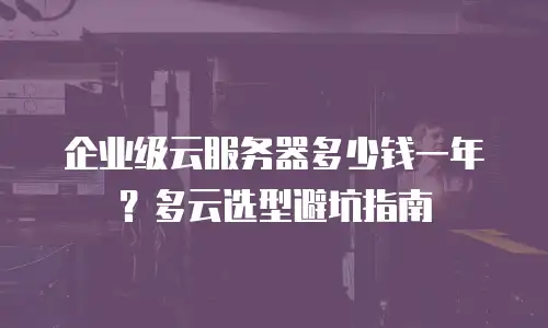 企业级云服务器多少钱一年？多云选型避坑指南