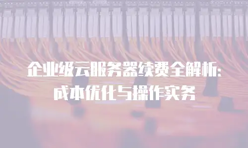 企业级云服务器续费全解析：成本优化与操作实务