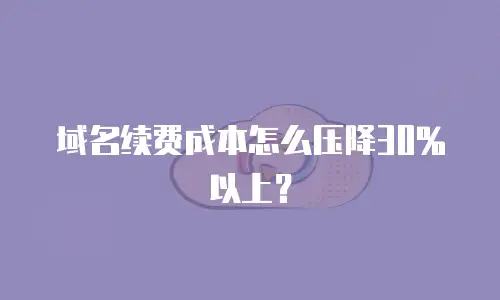 域名续费成本怎么压降30%以上？