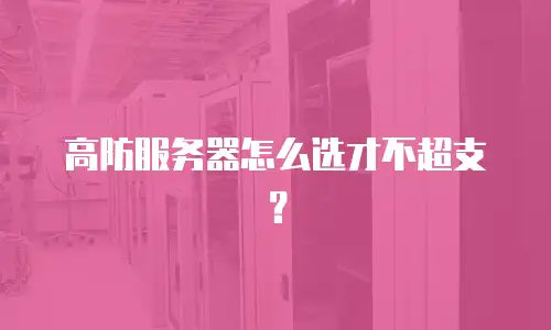 高防服务器怎么选才不超支？