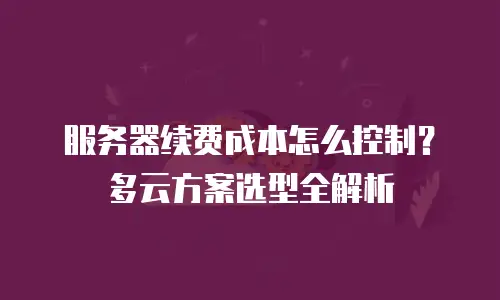 服务器续费成本怎么控制？多云方案选型全解析