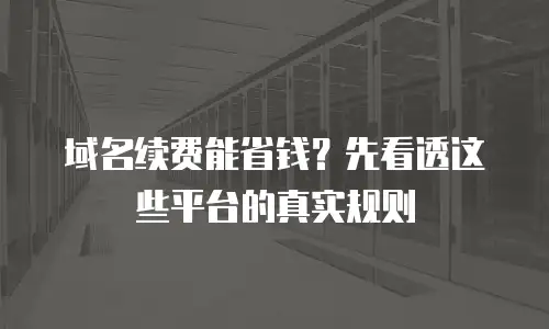 域名续费能省钱？先看透这些平台的真实规则
