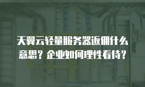 天翼云轻量服务器返佣什么意思？企业如何理性看待？