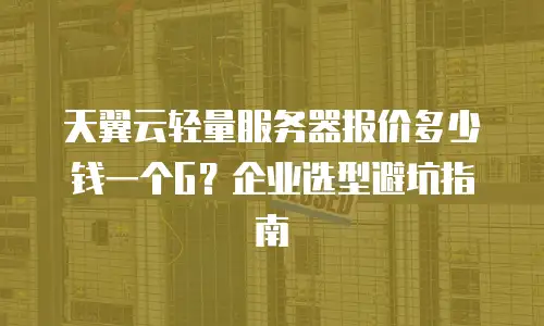 天翼云轻量服务器报价多少钱一个G？企业选型避坑指南