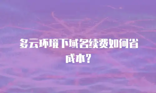 多云环境下域名续费如何省成本？
