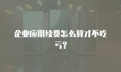 企业应用续费怎么算才不吃亏？
