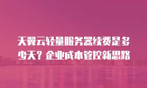 天翼云轻量服务器续费是多少天？企业成本管控新思路