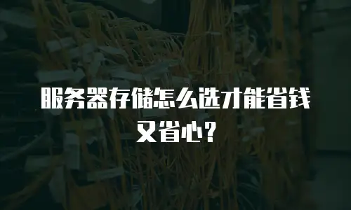 服务器存储怎么选才能省钱又省心？