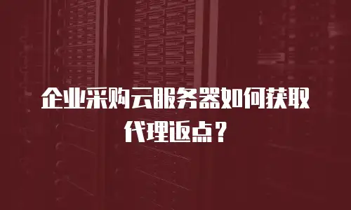 企业采购云服务器如何获取代理返点？