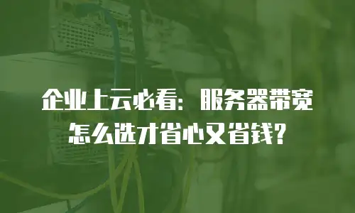 企业上云必看：服务器带宽怎么选才省心又省钱？