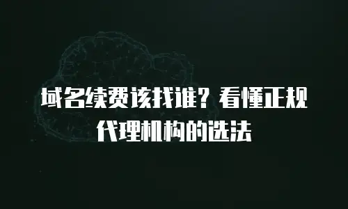 域名续费该找谁？看懂正规代理机构的选法