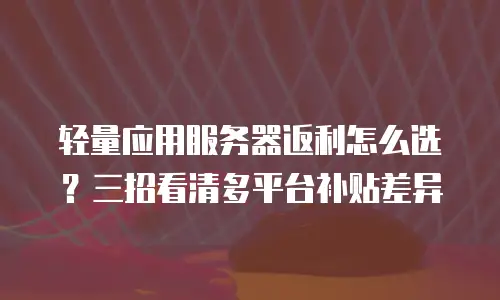 轻量应用服务器返利怎么选？三招看清多平台补贴差异