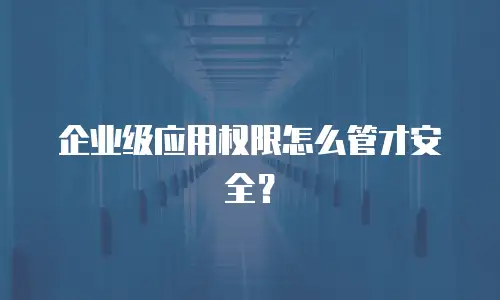企业级应用权限怎么管才安全？