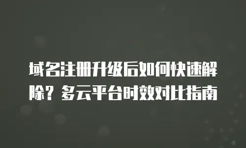 域名注册升级后如何快速解除？多云平台时效对比指南