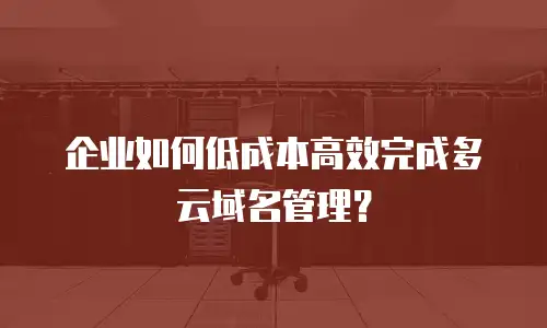 企业如何低成本高效完成多云域名管理？