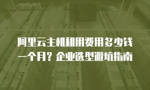 阿里云主机租用费用多少钱一个月？企业选型避坑指南