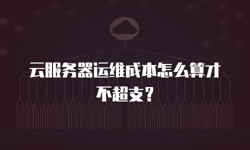 云服务器运维成本怎么算才不超支？