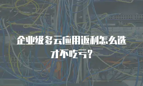 企业级多云应用返利怎么选才不吃亏？