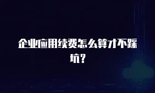 企业应用续费怎么算才不踩坑？