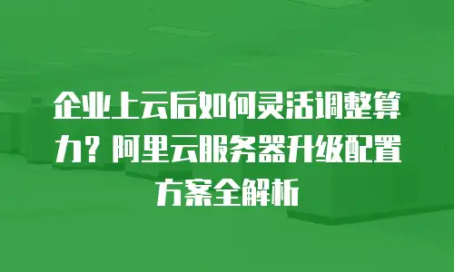 企业上云后如何灵活调整算力？阿里云服务器升级配置方案全解析