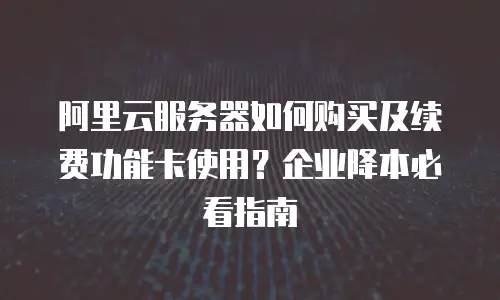 阿里云服务器如何购买及续费功能卡使用？企业降本必看指南