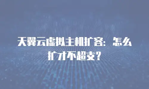 天翼云虚拟主机扩容：怎么扩才不超支？
