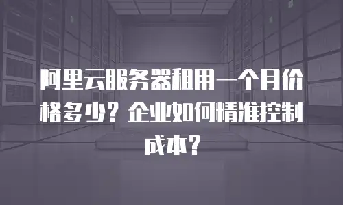 阿里云服务器租用一个月价格多少？企业如何精准控制成本？