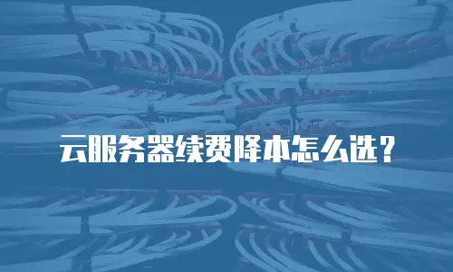 云服务器续费降本怎么选？