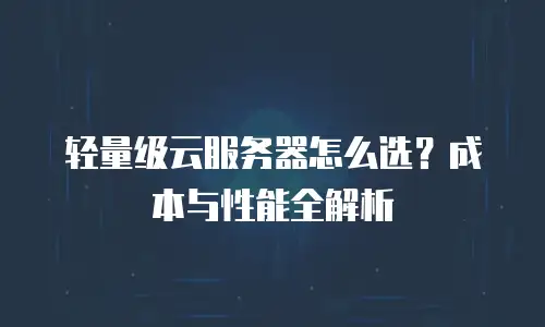 轻量级云服务器怎么选？成本与性能全解析