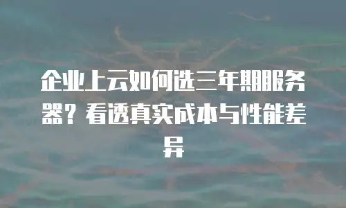 企业上云如何选三年期服务器？看透真实成本与性能差异