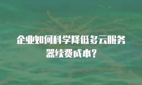企业如何科学降低多云服务器续费成本？