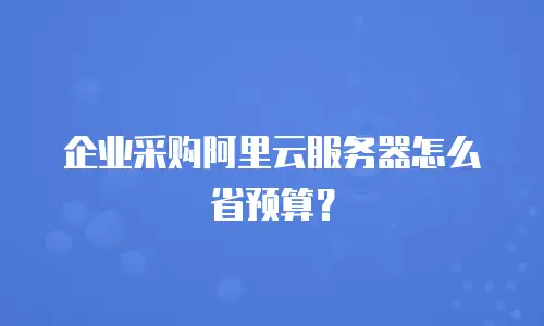 企业采购阿里云服务器怎么省预算？