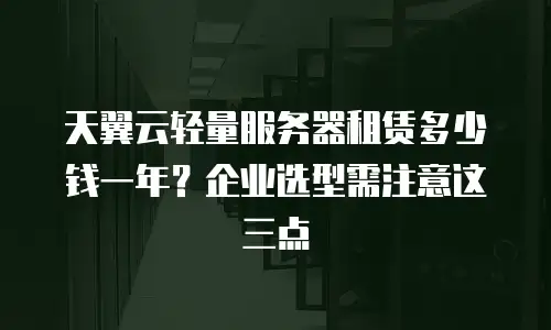 天翼云轻量服务器租赁多少钱一年？企业选型需注意这三点