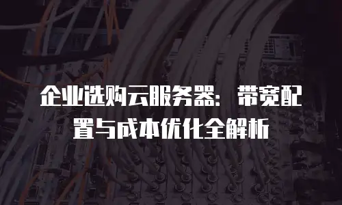 企业选购云服务器：带宽配置与成本优化全解析