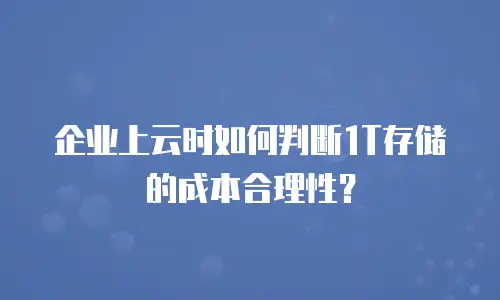 企业上云时如何判断1T存储的成本合理性？