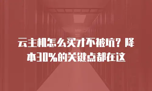云主机怎么买才不被坑？降本30%的关键点都在这