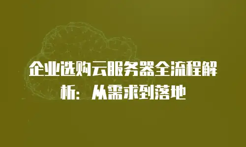 企业选购云服务器全流程解析：从需求到落地