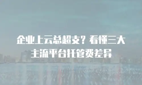 企业上云总超支？看懂三大主流平台托管费差异