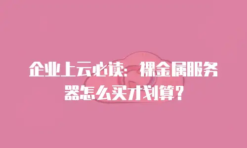 企业上云必读：裸金属服务器怎么买才划算？