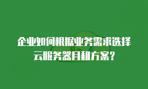 企业如何根据业务需求选择云服务器月租方案？