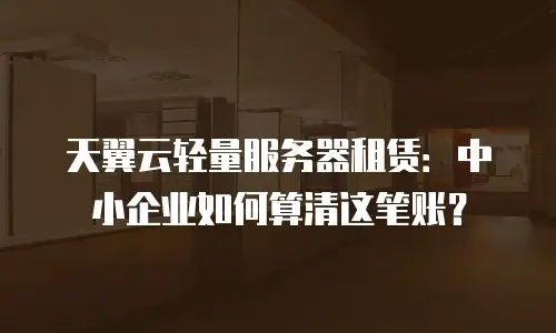 天翼云轻量服务器租赁：中小企业如何算清这笔账？