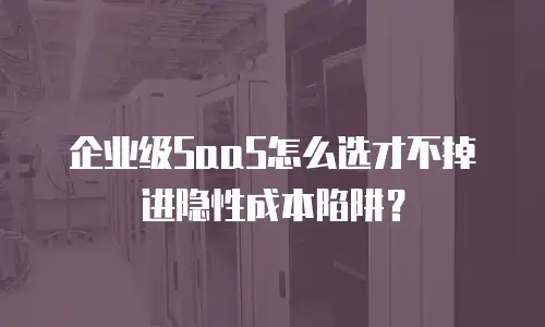企业级SaaS怎么选才不掉进隐性成本陷阱？
