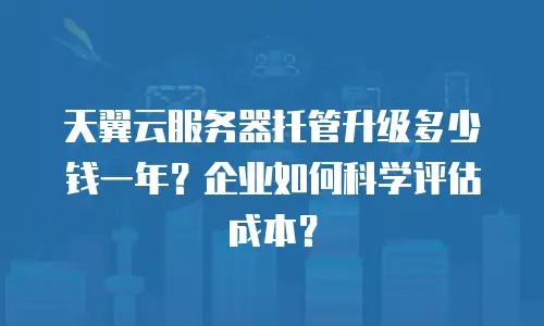 天翼云服务器托管升级多少钱一年？企业如何科学评估成本？