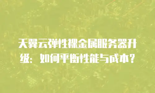 天翼云弹性裸金属服务器升级：如何平衡性能与成本？