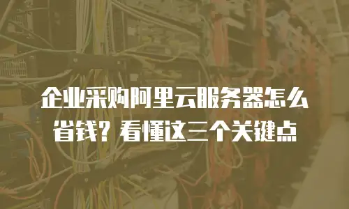 企业采购阿里云服务器怎么省钱？看懂这三个关键点