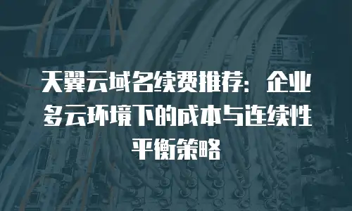 天翼云域名续费推荐：企业多云环境下的成本与连续性平衡策略
