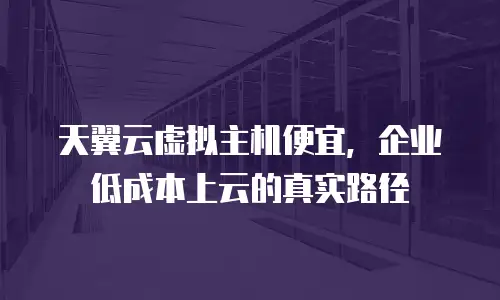 天翼云虚拟主机便宜，企业低成本上云的真实路径