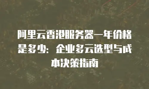 阿里云香港服务器一年价格是多少：企业多云选型与成本决策指南